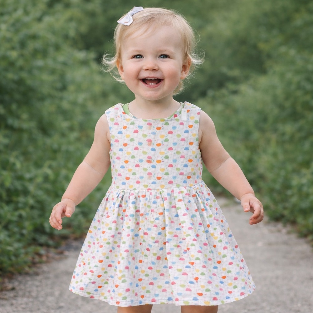 Snowball Fun 2T Handmade Dress Open Back Gathered Skirt Tie At Neck NWT